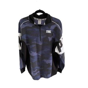 Victoria's Secret Pink Blue Camo Half Zip Tunic Pullover‎ Size XS